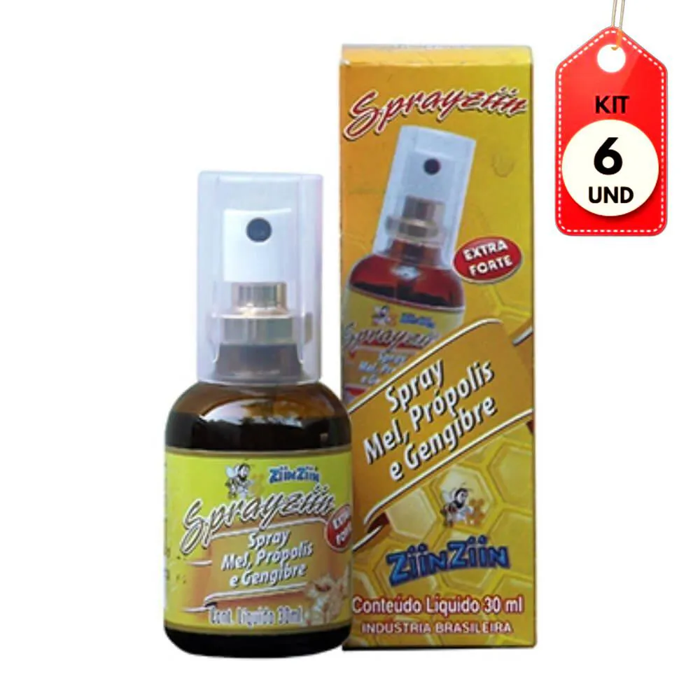 Kit C/06 Ziin Ziin Spray Bucal Gengibre C/ Própolis 30Ml