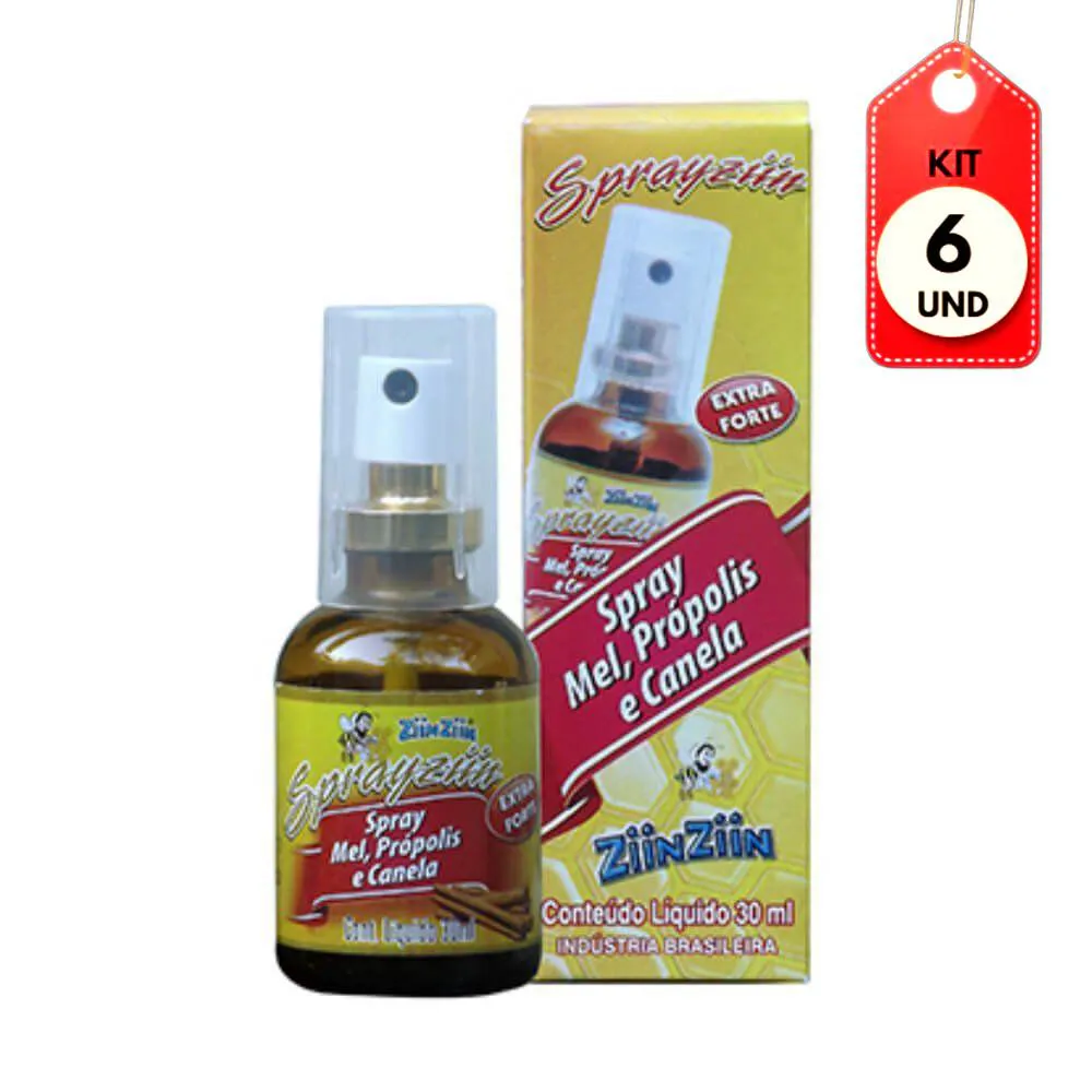 Kit C/06 Ziin Ziin Spray Bucal Canela C/ Própolis 30Ml