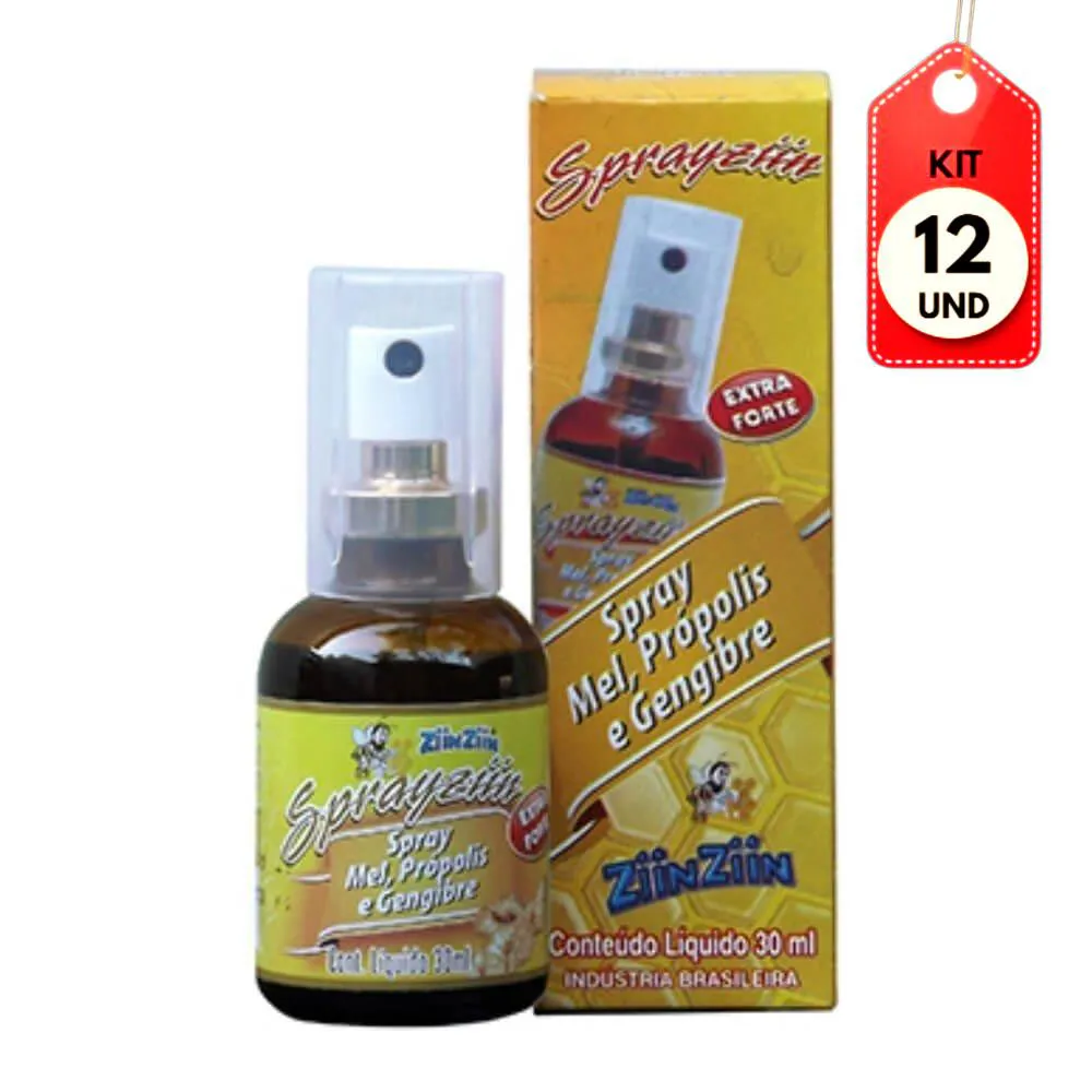 Kit C/12 Ziin Ziin Spray Bucal Gengibre C/ Própolis 30Ml