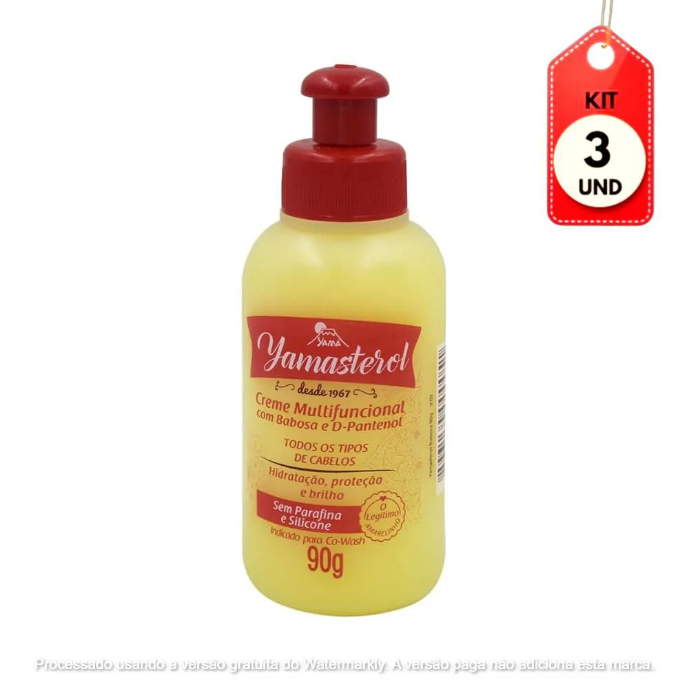 Kit C/03 Yamasterol Babosa Creme P/ Cabelo 90G