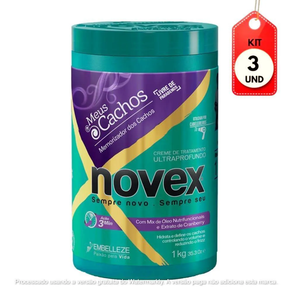 Kit C/03 Novex Meus Cachos Creme De Tratamento 1Kg