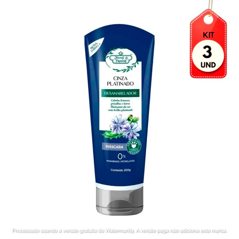 Kit C/03 Flores & Vegetais Matizante Blond Cinza Máscara 200G