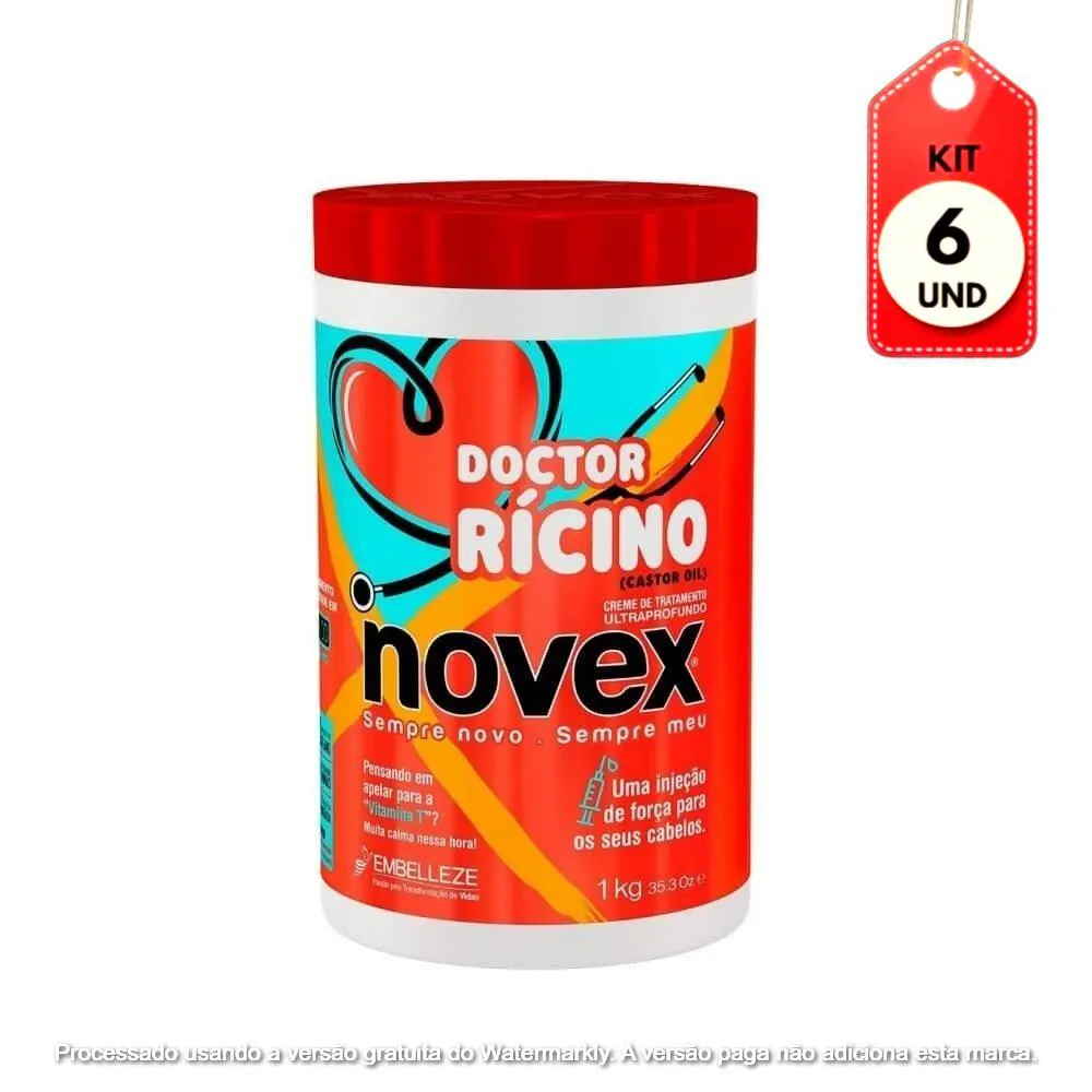 Kit C/06 Novex Doctor Rícino Creme De Tratamento Capilar 1Kg
