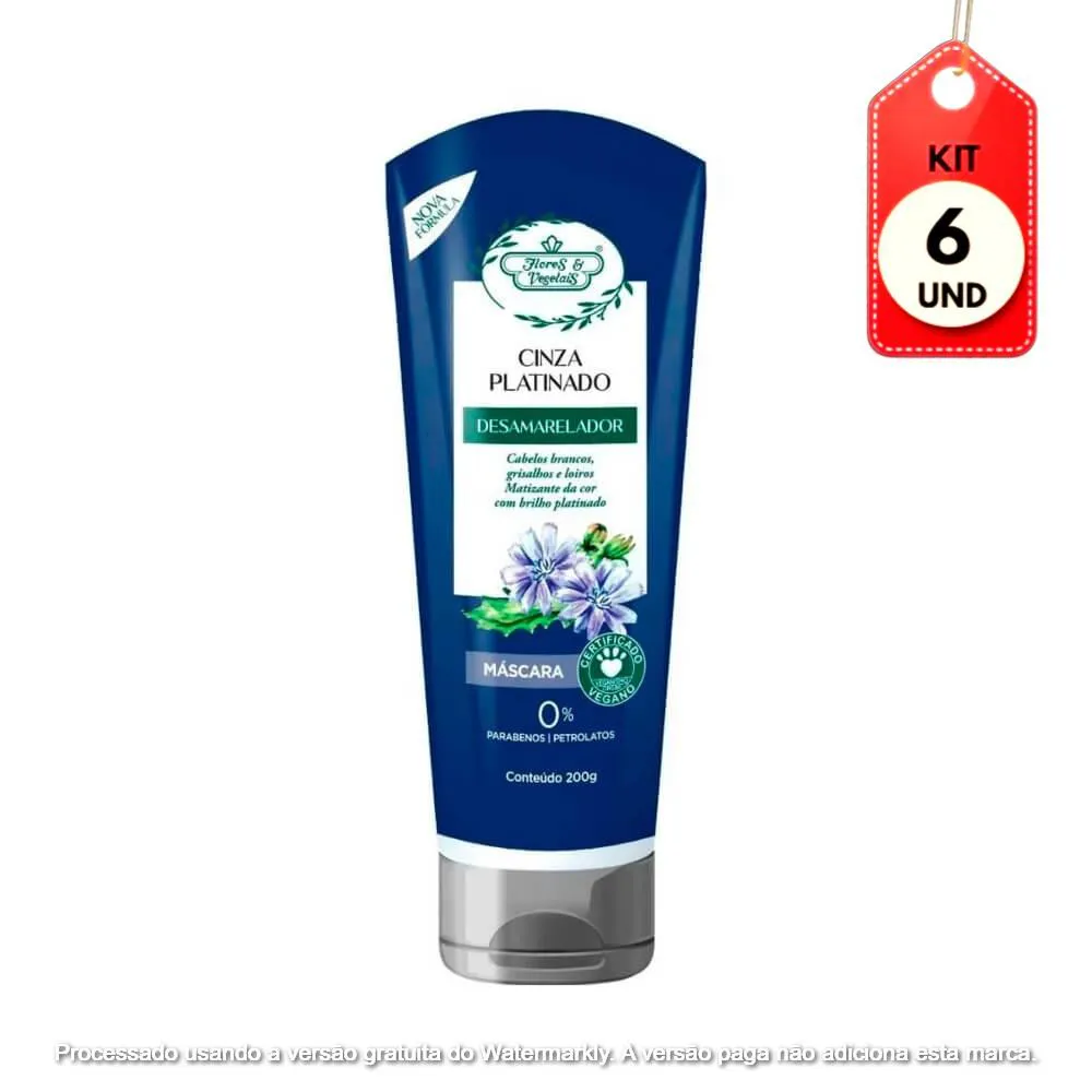 Kit C/06 Flores & Vegetais Matizante Blond Cinza Máscara 200G