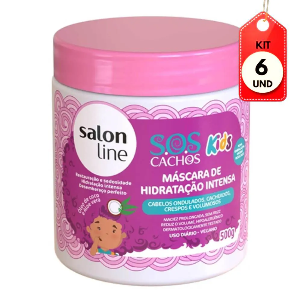 Kit C/06 Salon Line Sos Cachos Kids Máscara 500G