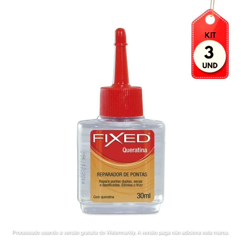 Kit C/03 Fixed Queratina Reparador De Pontas 30Ml