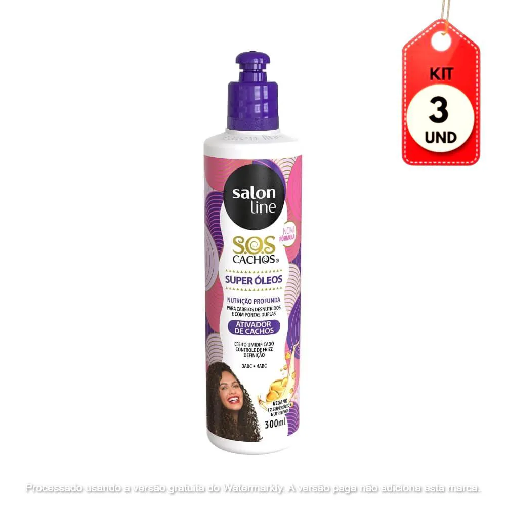 Kit C/03 Salon Line Ativador De Cachos Nutritivo 300Ml