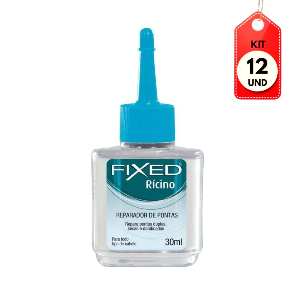 Kit C/12 Fixed Rícino Reparador De Pontas 30Ml