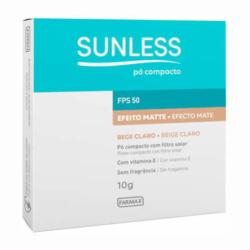 Pó Compacto Sunless Vegano Bege Claro Fps 50