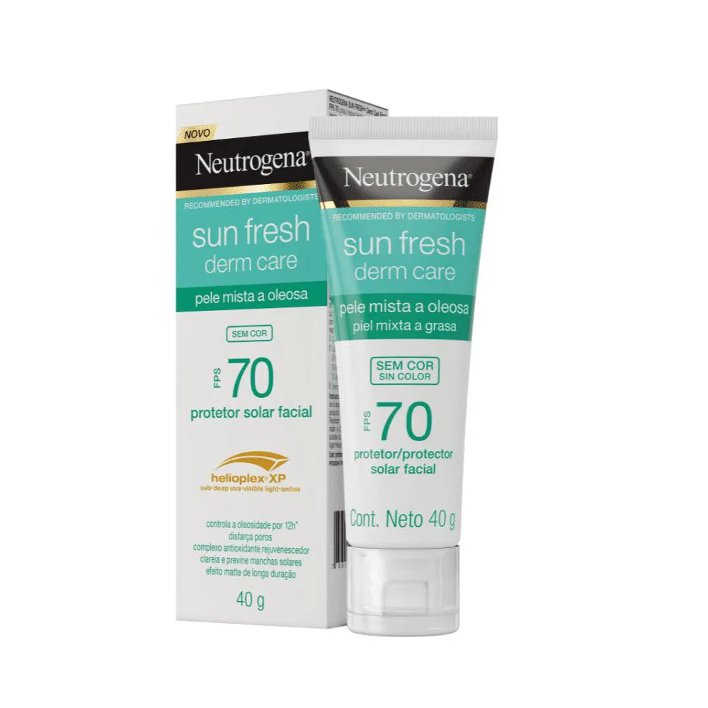 Neutrogena Sun Fresh Oily Skin Sem Cor Fps 70 Protetor Solar Facial  40G