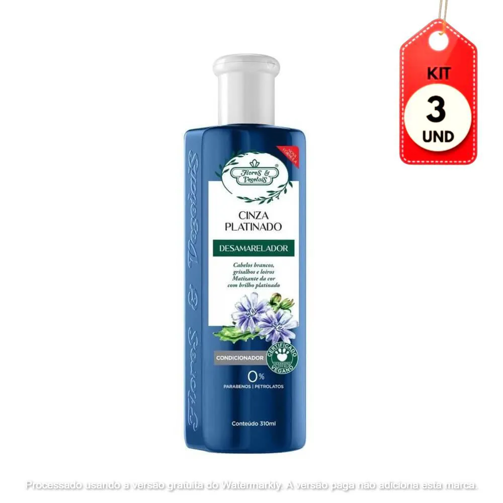 Kit C/03 Flores & Vegetais Matiz Platinado Condicionador 300Ml