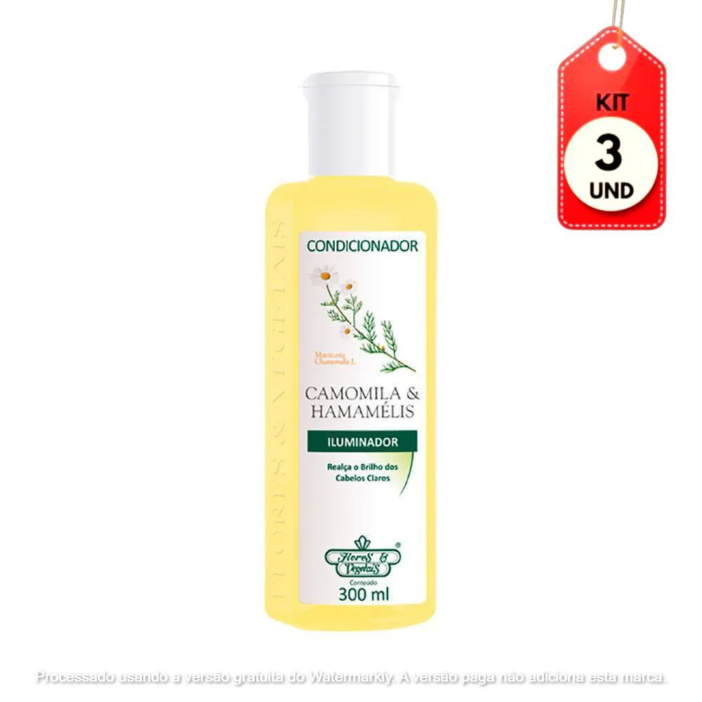 Kit C/03 Flores & Vegetais Camomila E Hamamelis Condicionador 300Ml