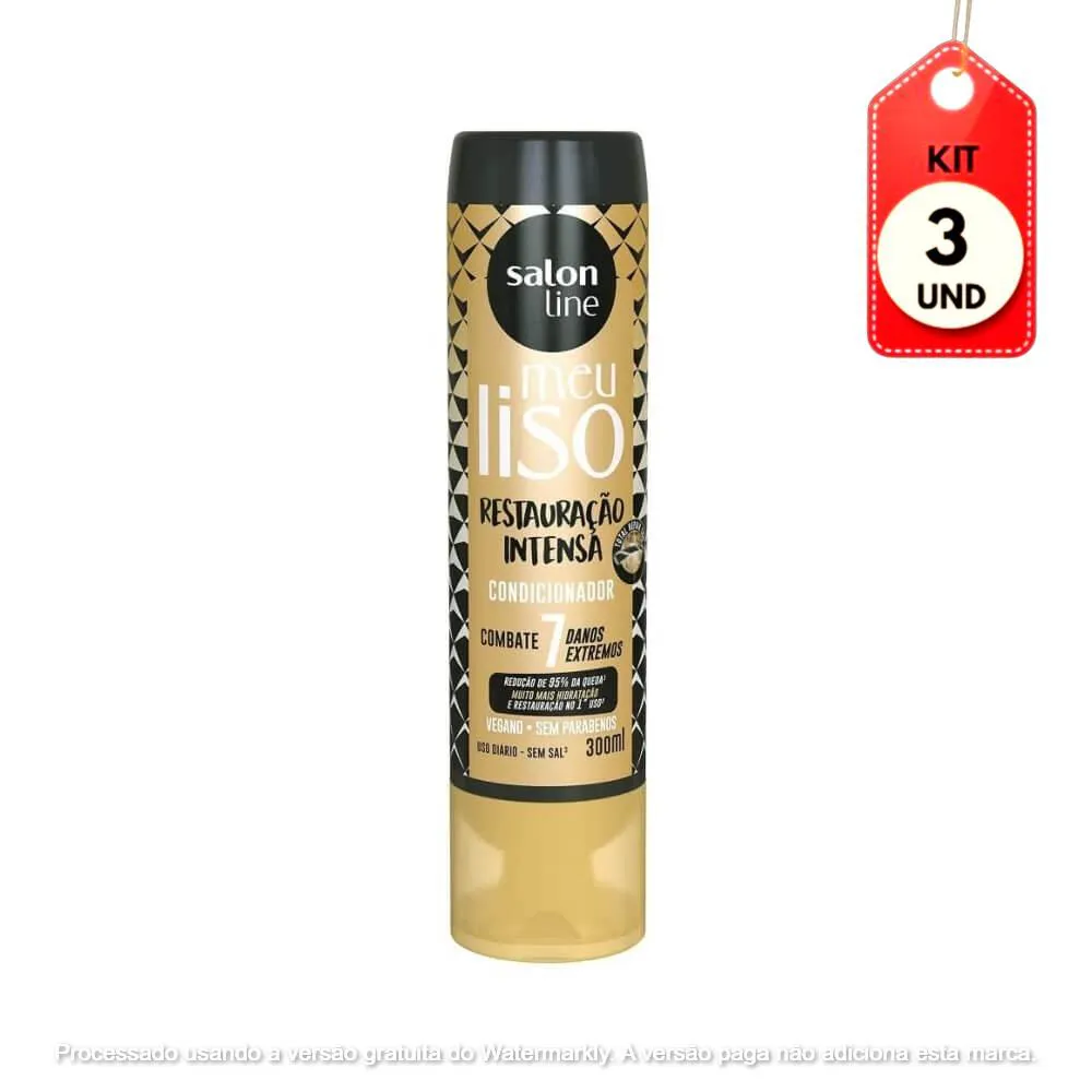 Kit C/03 Salon Line Meu Liso Condicionador Restauração Intensa 300Ml