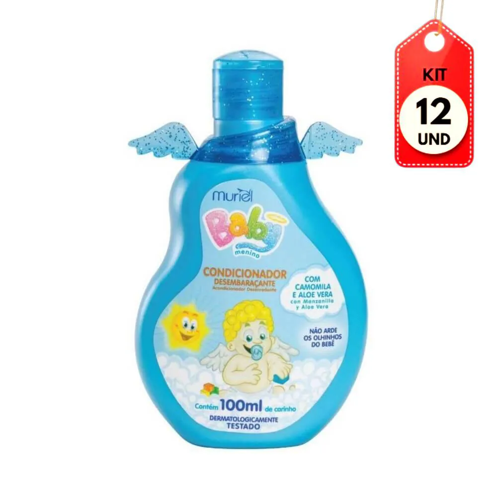 Kit C/12 Muriel Baby Condicionador Infantil Azul 100Ml