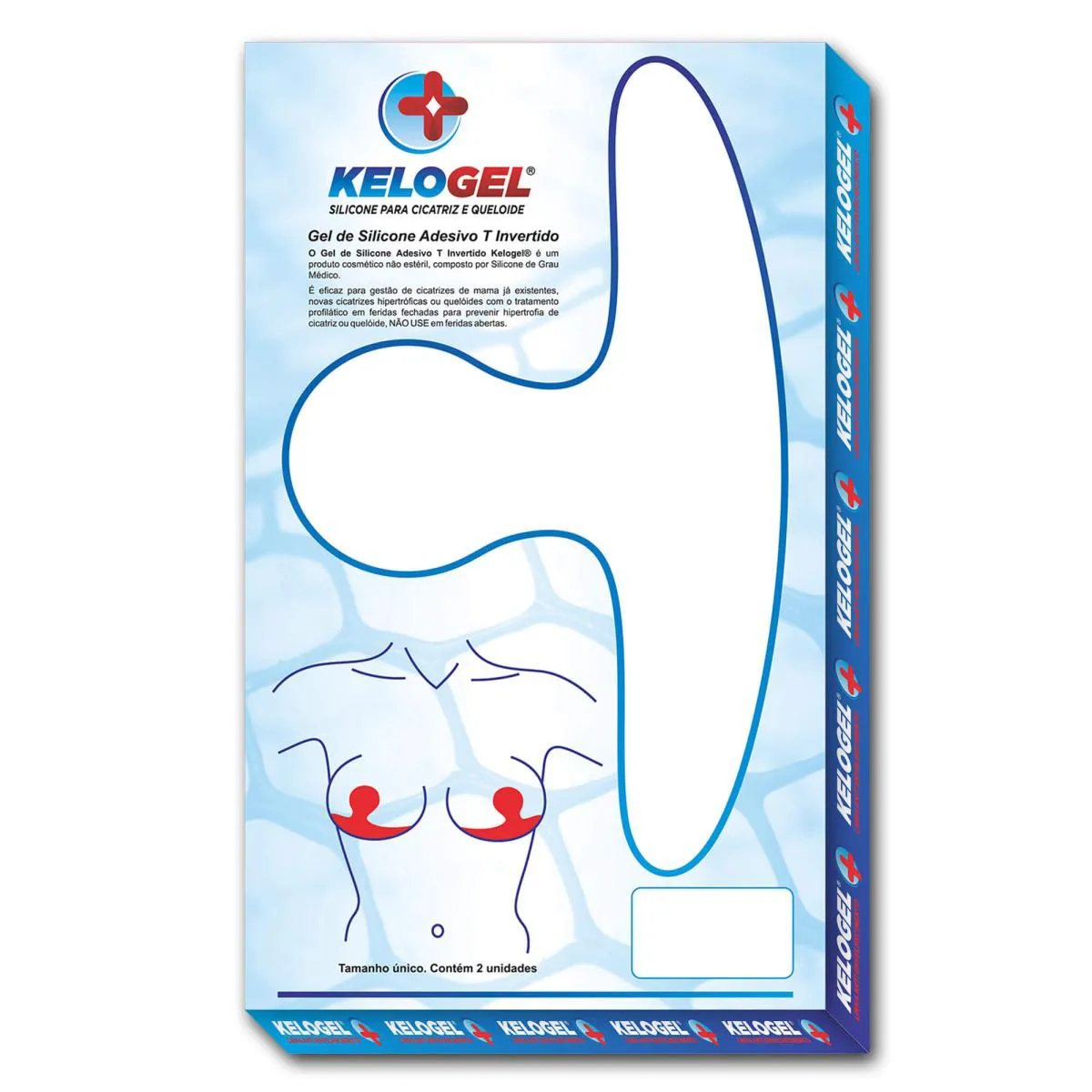 Adesivo Em Gel De Silicone T Invertido 23Cmx13Cm 2Un Kelogel