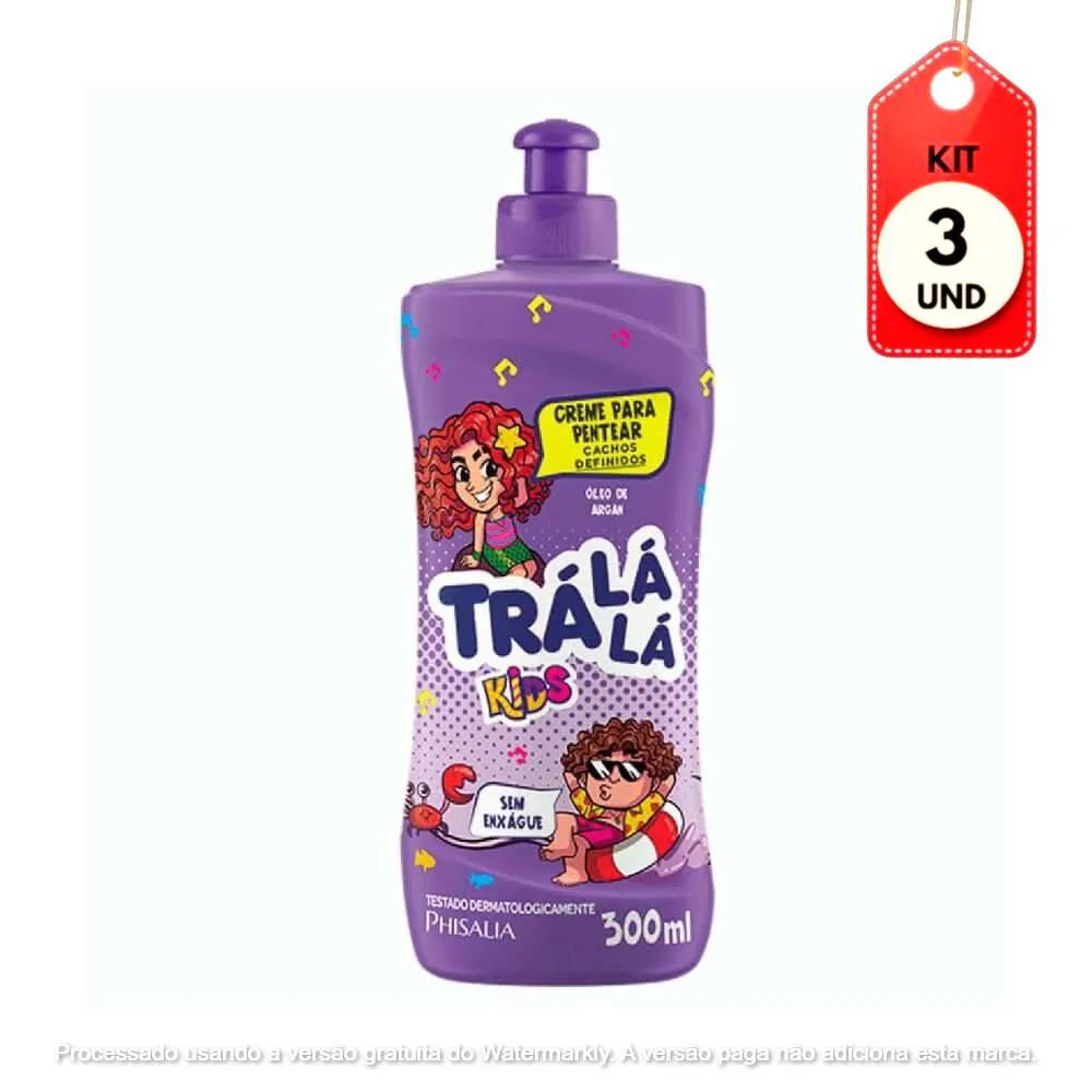 Kit C/03 Tra Lá Lá Kids Cachos Creme P/ Pentear 300Ml