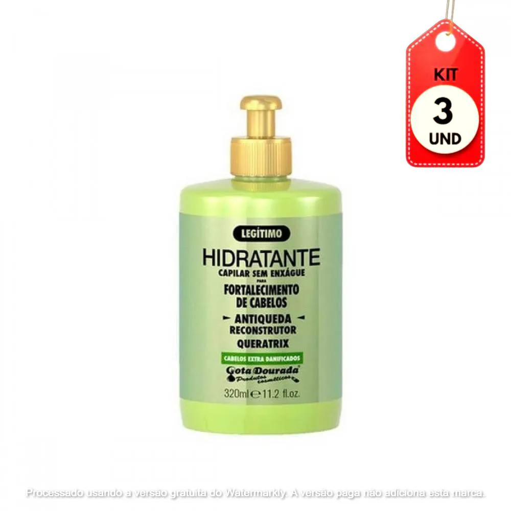 Kit C/03 Gota Dourada Antiqueda Creme P/ Pentear 320G