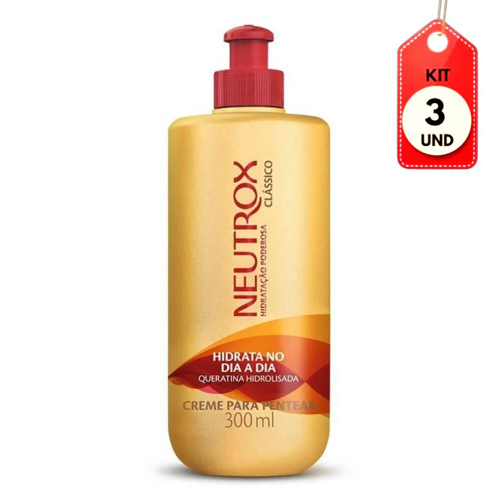 Kit C/03 Neutrox Clássico Creme P/ Pentear 300Ml