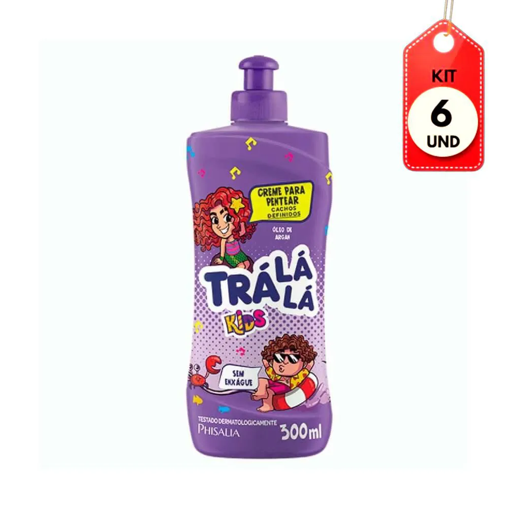 Kit C/06 Tra Lá Lá Kids Cachos Creme P/ Pentear 300Ml