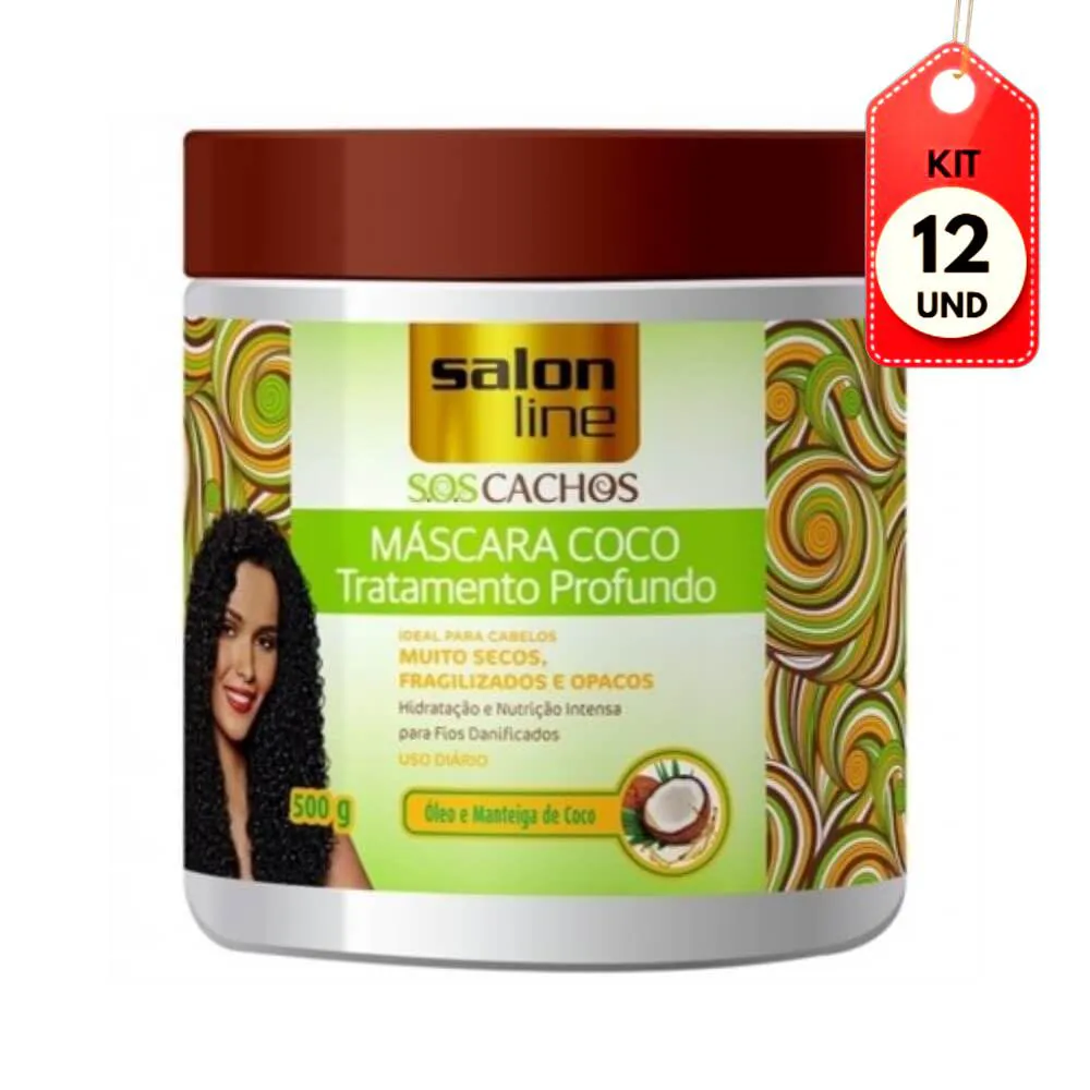 Kit C/12 Salon Line Sos Coco Creme P/ Pentear 500G