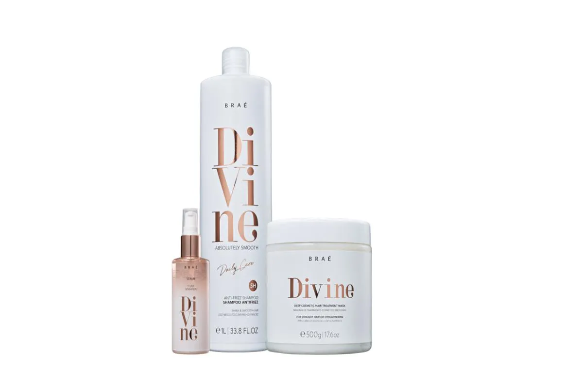 Braé Divine Shampoo 1L, Mascara E Serum Plume Sensation
