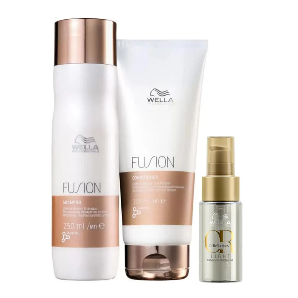 Wella Professionals Fusion Shampoo 250Ml+Cond 200Ml+Oil Reflections Light 30Ml