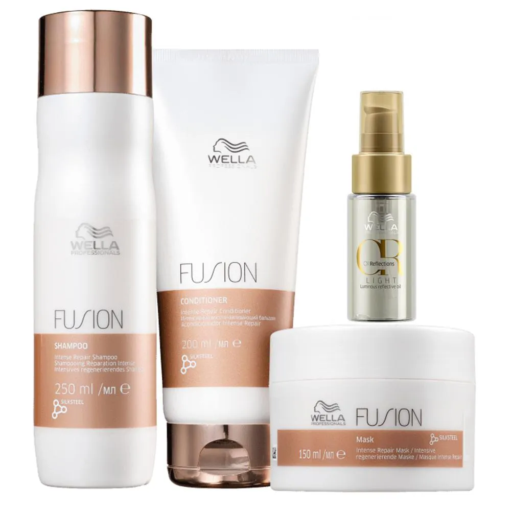 Wella Professionals Fusion Shampoo 250Ml+Cond 200Ml+Mascara 150Ml+Oil Reflections Light 30Ml