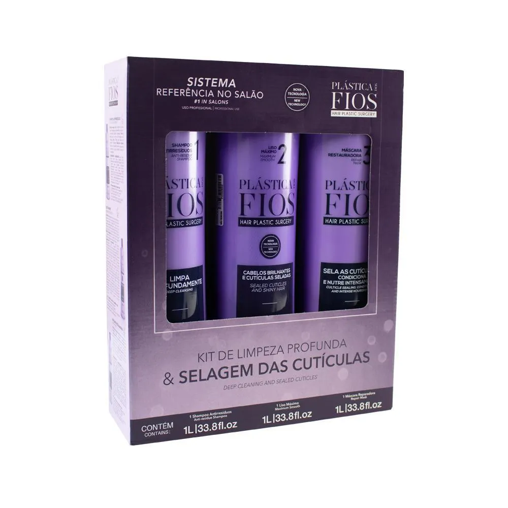Kit Cadiveu Professional Alisante Plástica dos Fios Shampoo 1l+ Máscara de Cabelo Reparadora 1l+ Ativo Antifrizz 1l