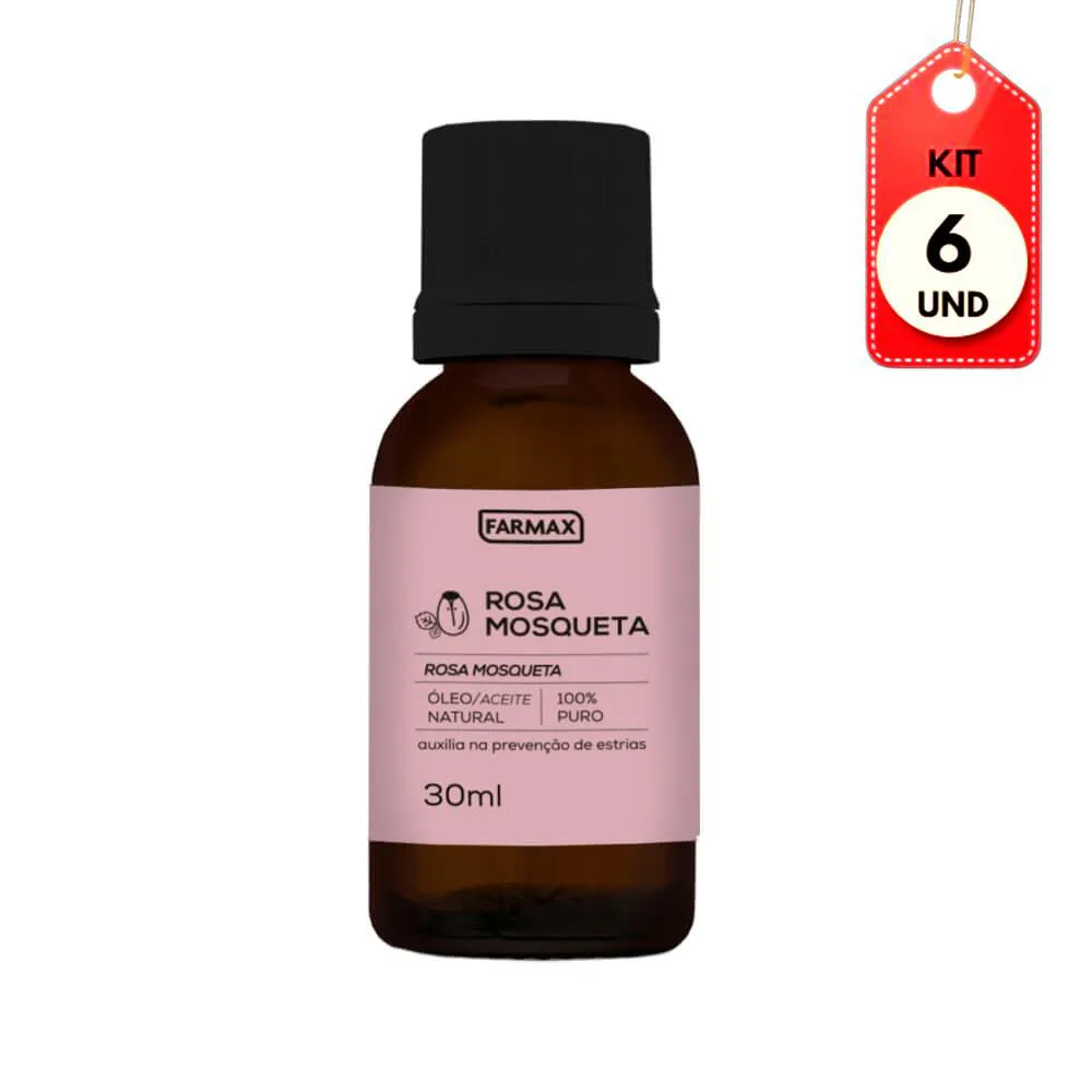 KIT C/06 FARMAX ÓLEO DE ROSA MOSQUETA PURO 30ML