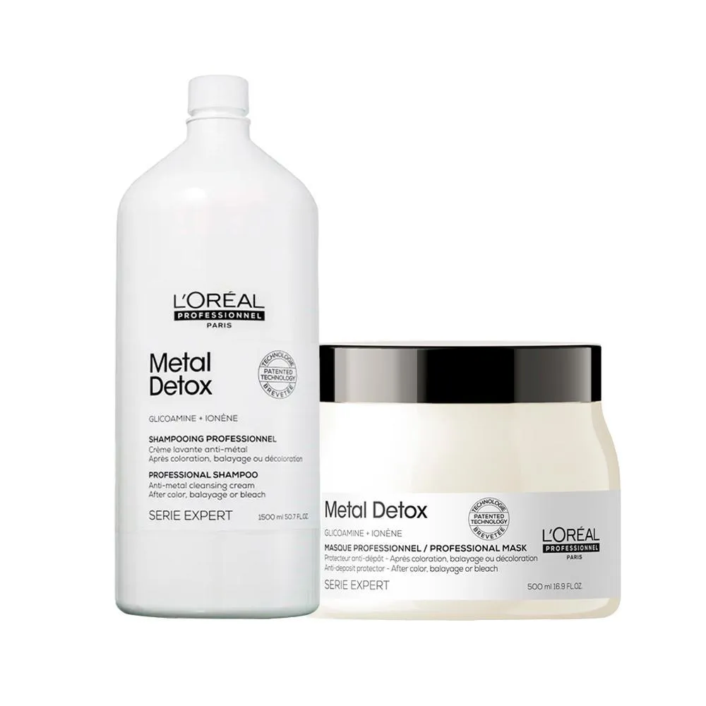 Kit L'Oréal Professionnel Serie Expert Metal Detox Shampoo 1500 ml + Máscara 500 g