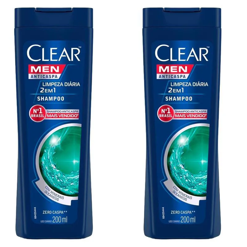 Kit 2 Shampoos Anticaspa Clear Limpeza Diária 2 Em 1 200Ml