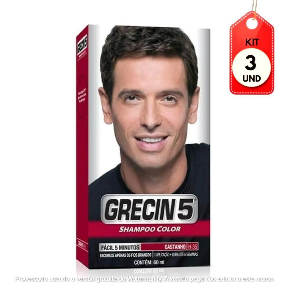 Kit C/03 Grecin 5 Shampoo Tonalizante Castanho 60Ml