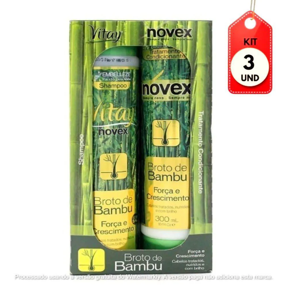 Kit C/03 Novex Broto De Bambu Kit Shampoo + Condicionador 300Ml