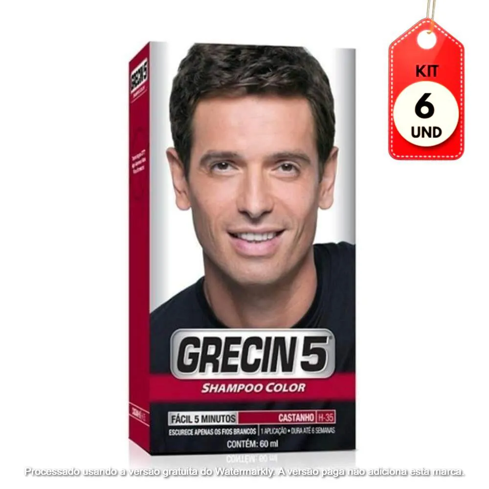 Kit C/06 Grecin 5 Shampoo Tonalizante Castanho 60Ml