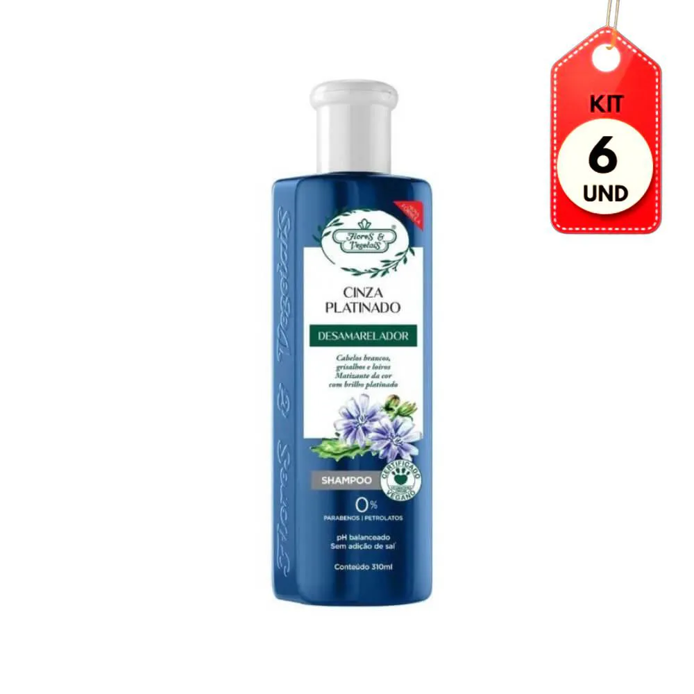 Kit C/06 Flores & Vegetais Matizante Platinado Shampoo 310Ml