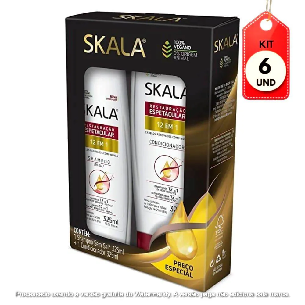 Kit C/06 Skala 12 Em 1 Shampoo + Condicionador 325Ml