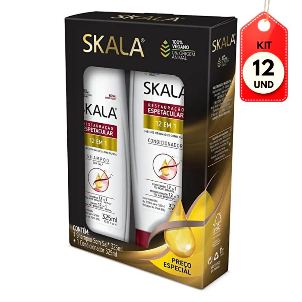 Kit C/12 Skala 12 Em 1 Shampoo + Condicionador 325Ml