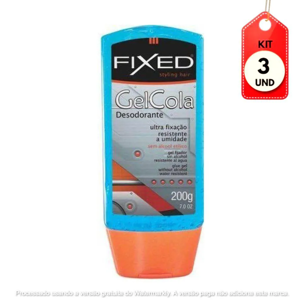 Kit C/03 Fixed Gel Cola Bisnaga Azul 200G