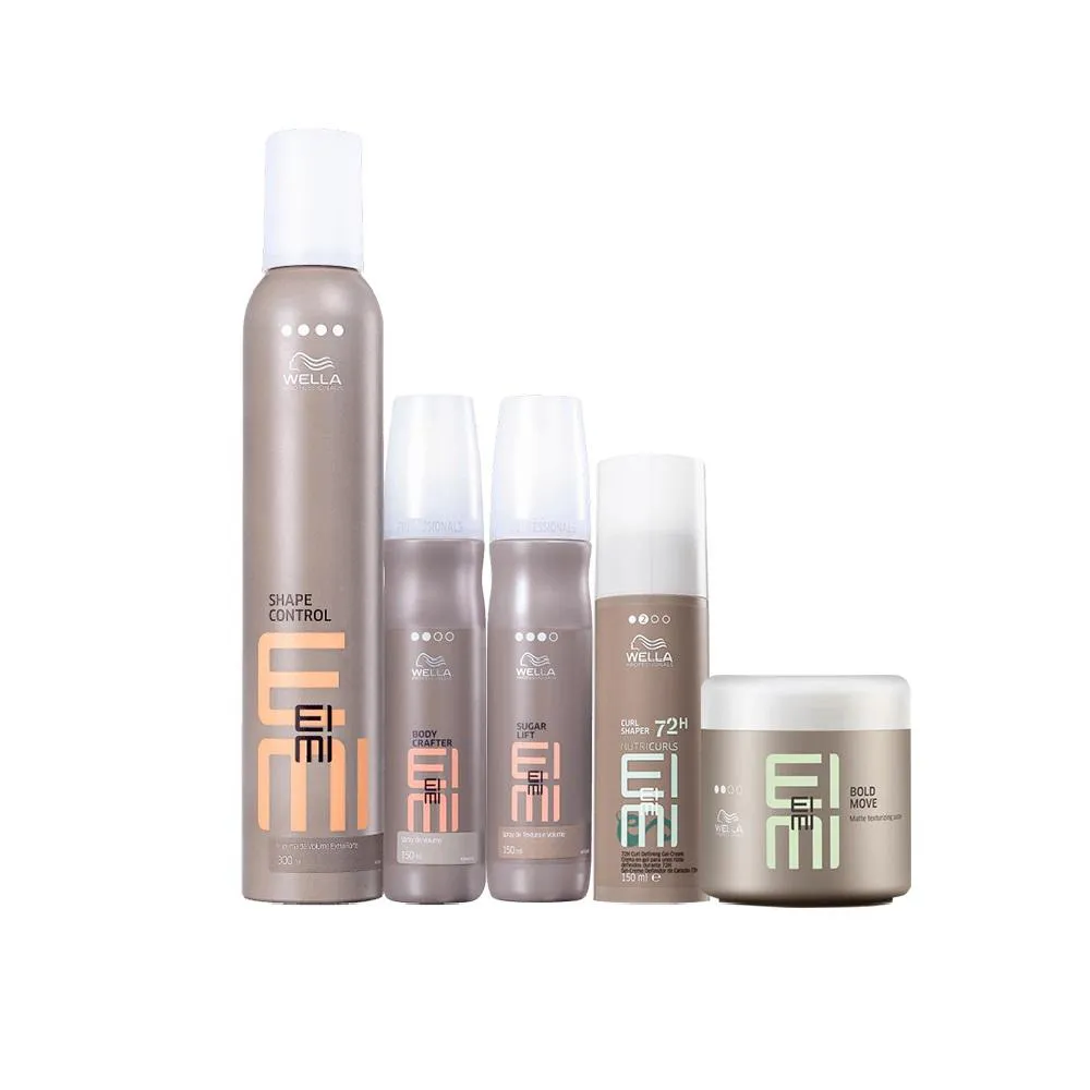Kit Wella Professionals Eimi Textura Volume Curl Shaper Modeladora Mousse (5 Produtos)