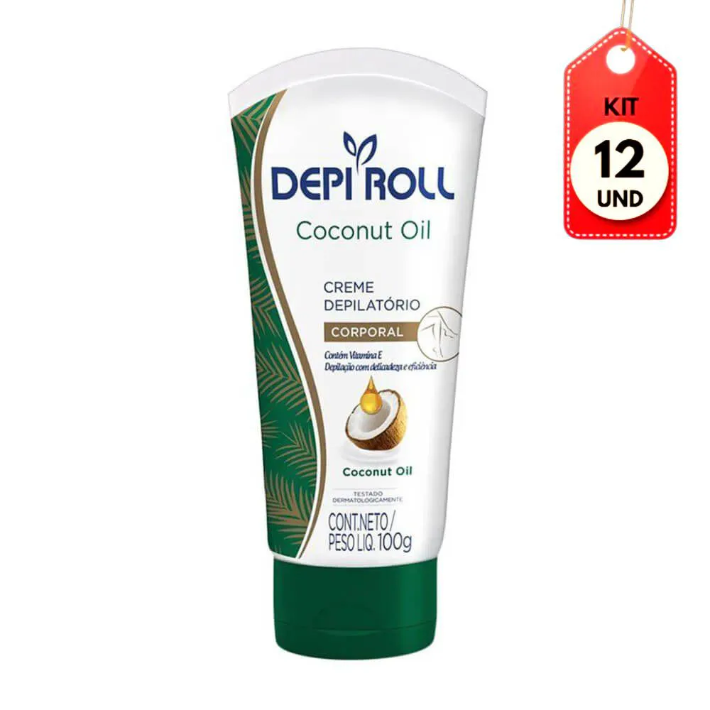 Kit C/12 Depiroll Óleo De Coco Creme Depilatório P/ Corpo 100G