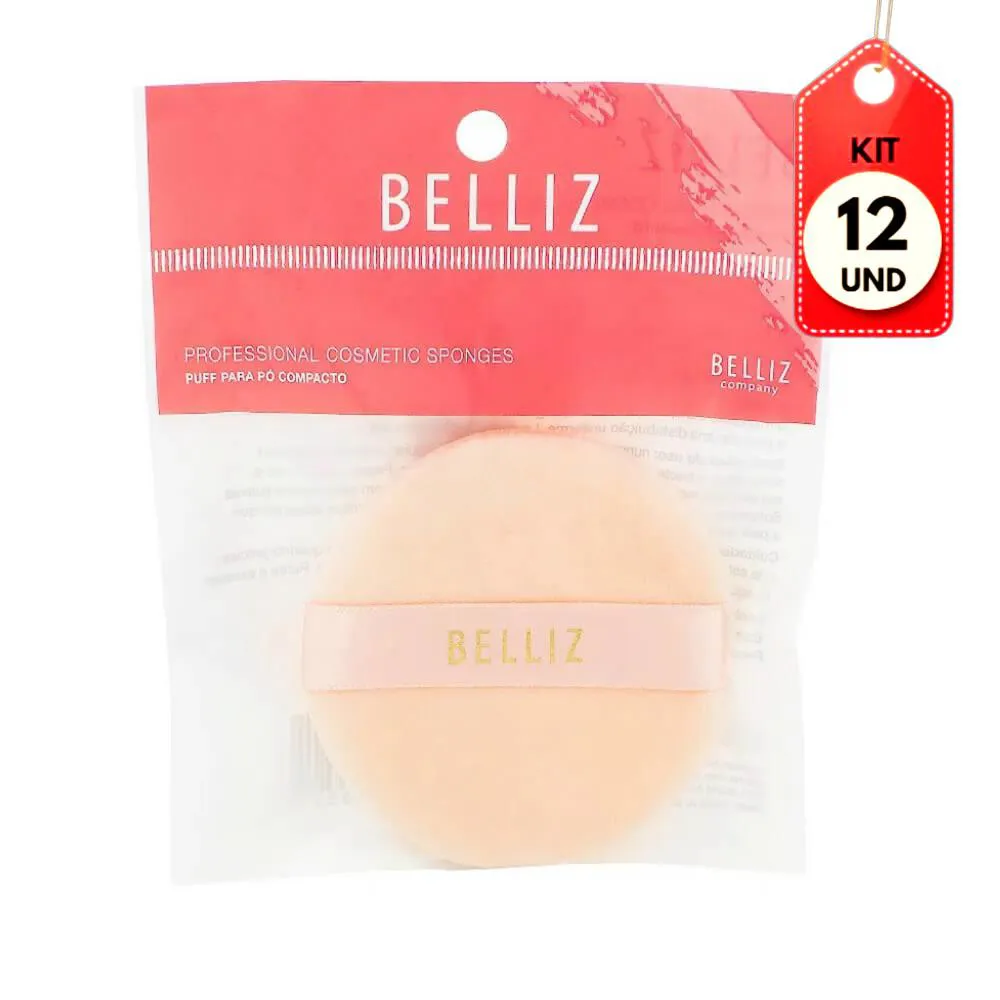 Kit C/12 Belliz Esponja Puff P/ Pó Compacto