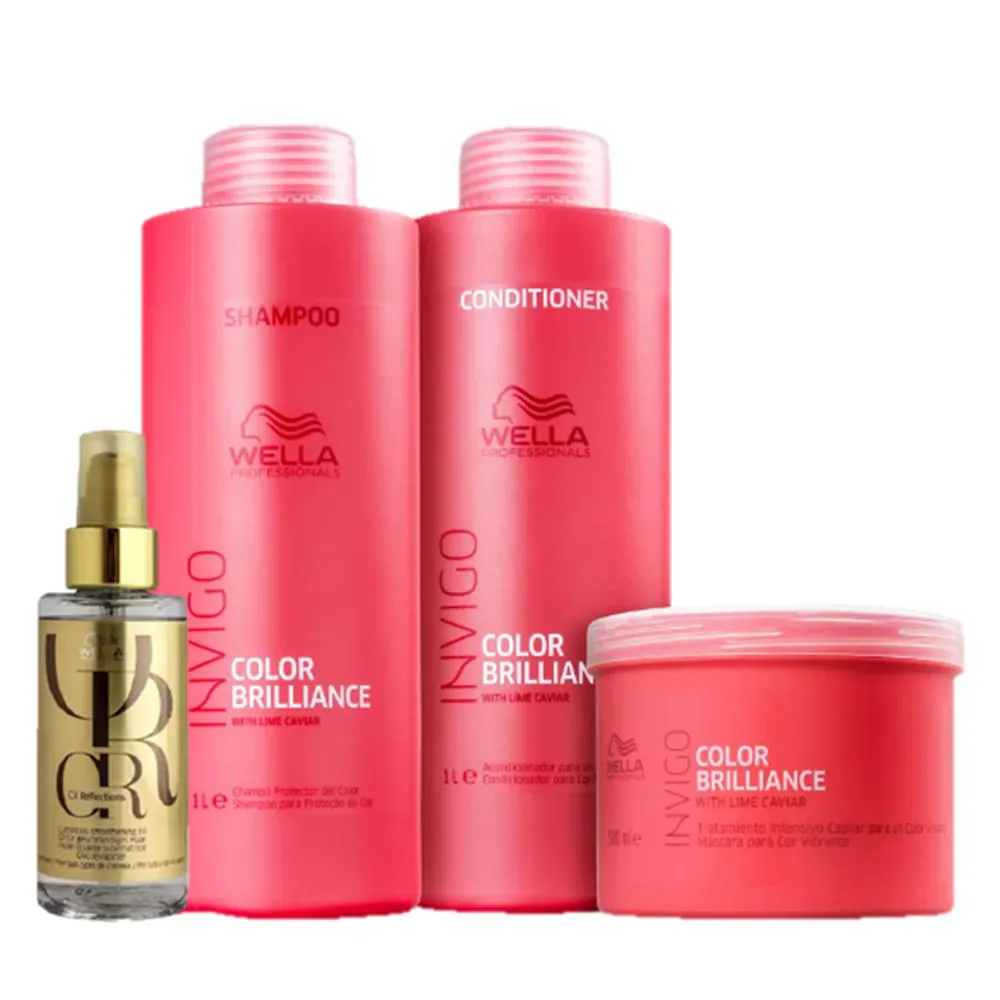 Kit Wella Professionals Invigo Color Brilliance Trio Salon E Oil Reflection 100Ml (4 Produtos)