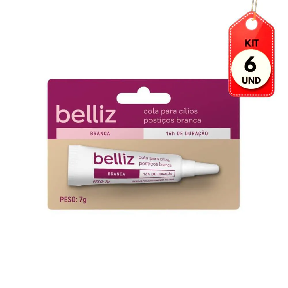 Kit C/06 Belliz 980 Cola P/ Cílios Branca 7G