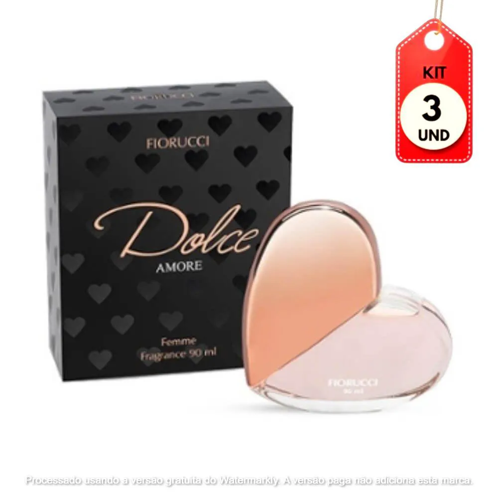 Kit Dolce Amore Fiorucci Deo Colônia 90ml - Desodorante Colônia Feminino 3 unidades 