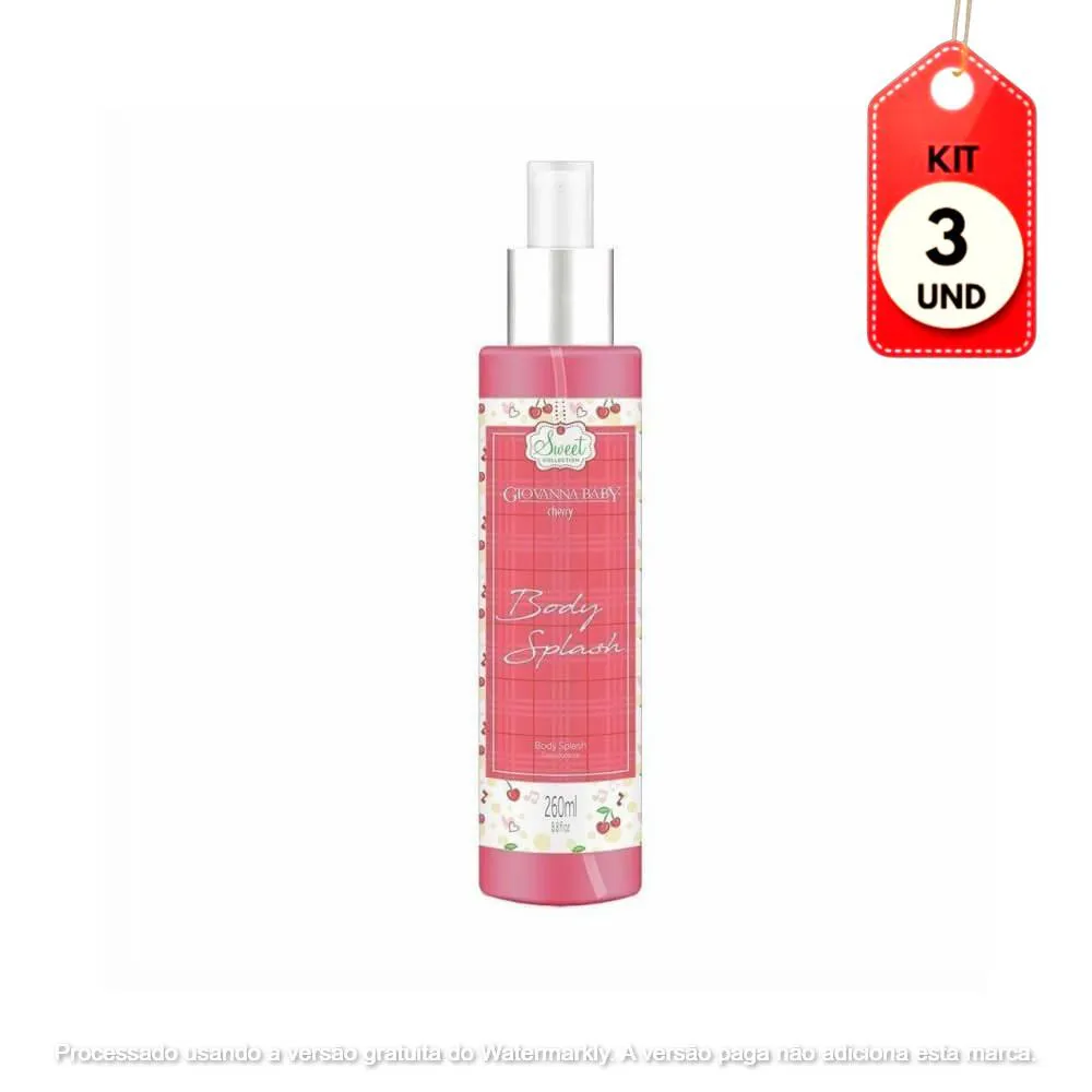 Kit Cherry Giovanna Baby Body Splash 260ml - Desodorante Feminino 3 unidades