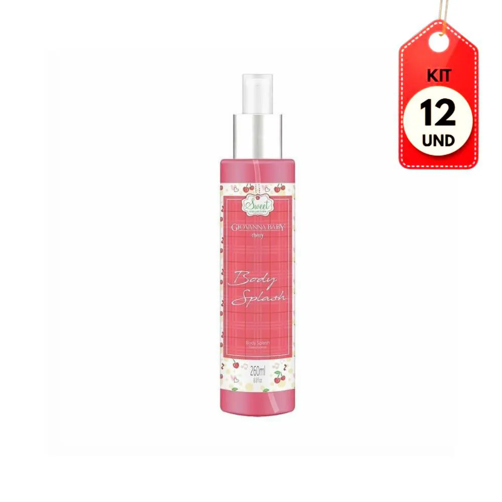 Kit Cherry Giovanna Baby Body Splash 260ml - Desodorante Feminino 12 unidades