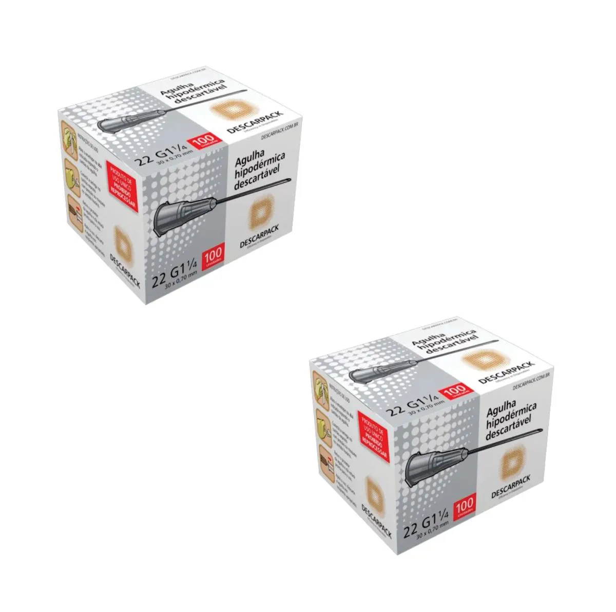 Agulha Hipodérmica Descartável 25X0,70Mm Cx 200Un Descarpack