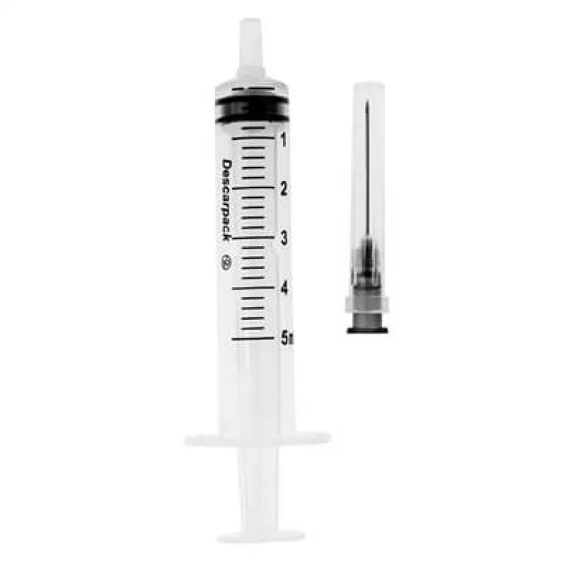 Seringa 5Ml Slip Com Agulha 25X0,7 Slip Cx 100Un Descarpack