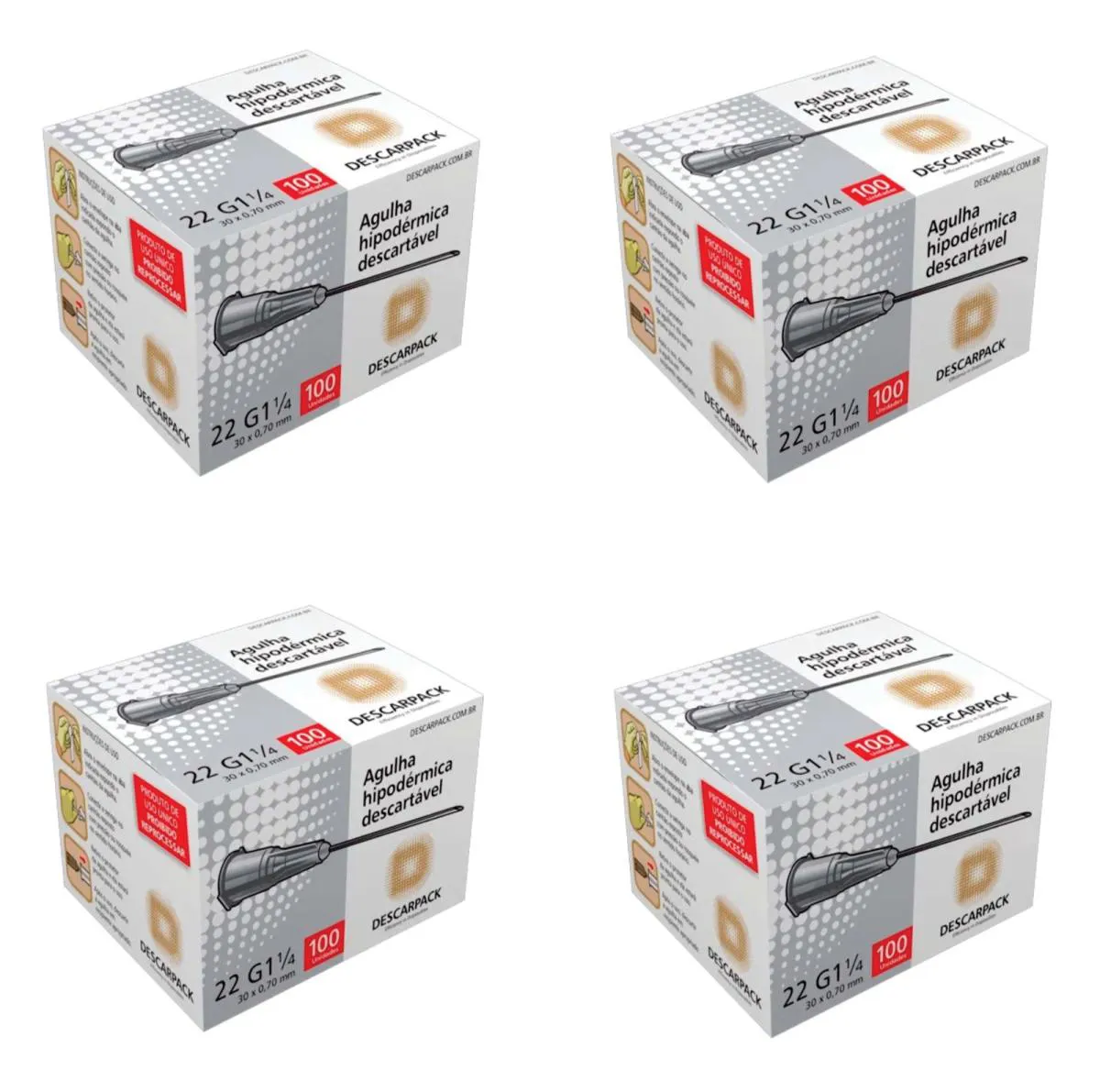 Agulha Hipodérmica Descartável 25X0,70Mm Cx 400Un Descarpack