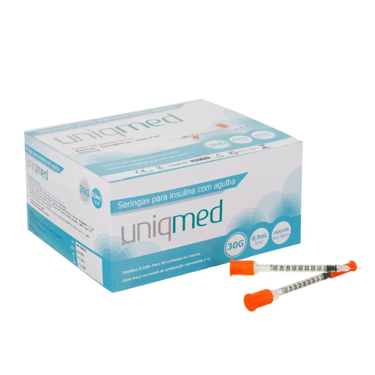 Seringa Para Insulina Uniqmed 0,5Ml 8X0,30Mm 30G 100Un